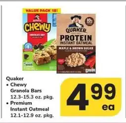 Safeway Quaker Chewy Granola Bars & Premium Instant Oatmeal offer