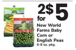 Safeway New World Farms Baby Corn or English Peas offer