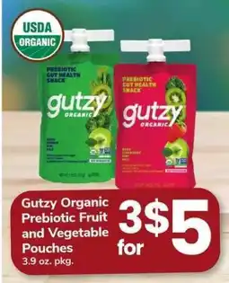 Safeway Gutzy Organic Prebiotic Fruit and Vegetable Pouches offer