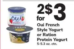 Safeway Oui French Style Yogurt or Ration Protein Yogurt offer