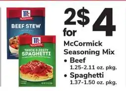 Safeway McCormick Seasoning Mix offer