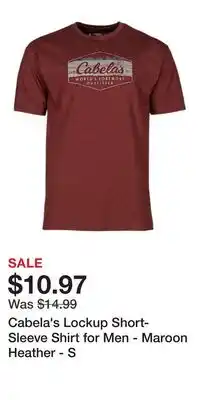 Cabela's Cabela's Lockup Short-Sleeve Shirt for Men - Maroon Heather - S offer