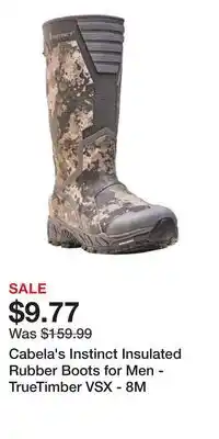 Cabela's Cabela's Instinct Insulated Rubber Boots for Men - TrueTimber VSX - 8M offer
