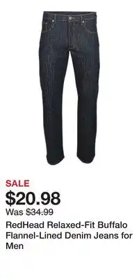 Cabela's RedHead Relaxed-Fit Buffalo Flannel-Lined Denim Jeans for Men offer