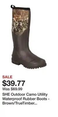 Cabela's SHE Outdoor Camo Utility Waterproof Rubber Boots - Brown/TrueTimber Strata - 5M offer