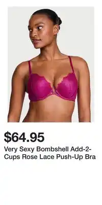 Victoria's Secret Very Sexy Bombshell Add-2-Cups Rose Lace Push-Up Bra offer