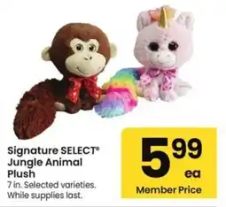 Albertsons Signature SELECT Jungle Animal Plush offer