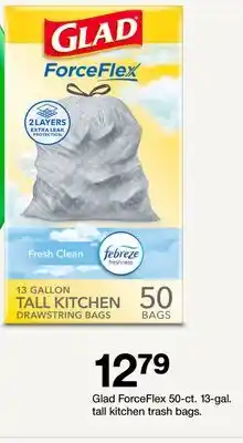 Target Glad ForceFlex 50 - ct. 13 - gal. tall kitchen trash bags offer