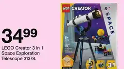 Target LEGO Creator 3 in 1 Space Exploration telescope offer