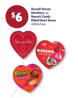 Family Dollar Russell Stover, Hershey's, or Reese's Candy Filled Heart Boxes offer