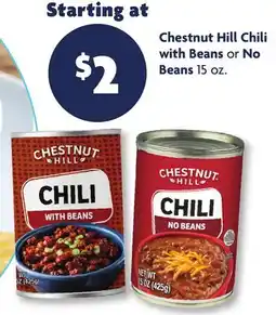 Family Dollar Chestnut Hill Chili with Beans or No Beans offer