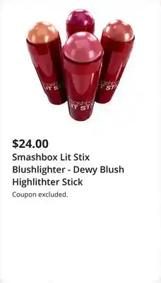 JC Penney Smashbox Lit Stix Blushlighter - Dewy Blush Highlithter Stick offer