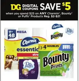 Dollar General Charmin , Bounty or Puffs Products offer