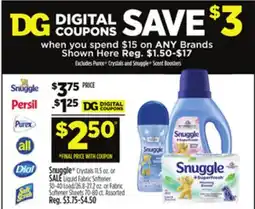 Dollar General Snuggle or Liquid Fabric Softener or Fabric Softener Sheets offer