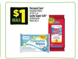 Dollar General Personal Care Flushable Wipes or Lucky Super Soft Antibacterial Wipes offer