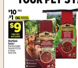 Dollar General Heartland Farms Dog Food Grilled Favorites or Savory Gravy offer