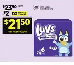 Dollar General Luvs Super Diapers offer