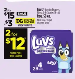 Dollar General Luvs Jumbo Diapers offer