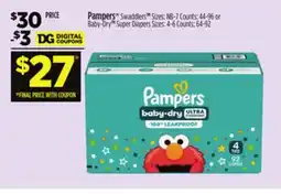 Dollar General Pampers Swaddlers offer