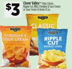 Dollar General Clover Valley Chips Classic, Ripple Cut, BBQ, Cheddar & Sour Cream or Sour Cream & Onion offer