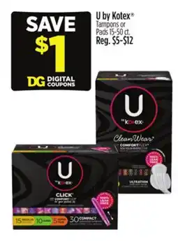 Dollar General U by Kotex Tampons or Pads offer