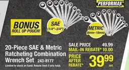 Menards 20-Piece SAE & Metric Ratcheting Combination Wrench Set offer
