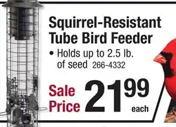 Menards Squirrel-Resistant Tube Bird Feeder offer