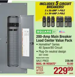 Menards 200-Amp Main Breaker Load Center Value Pack offer