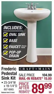 Menards Frederic Pedestal Sink Kit offer