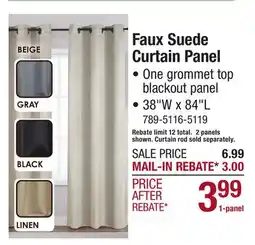 Menards Faux Suede Curtain Panel offer