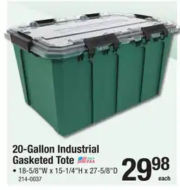Menards 20-Gallon Industrial Gasketed Tote offer