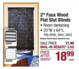 Menards 2 Faux Wood Flat Slat Blinds offer