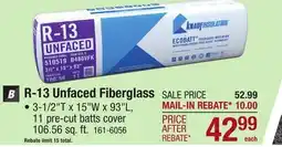 Menards R-13 Unfaced Fiberglass offer