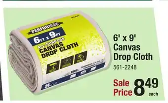 Menards 6' x 9' Canvas Drop Cloth offer