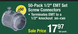 Menards 50-Pack 1/2 EMT Set Screw Connectors offer