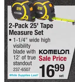 Menards 2-Pack 25' Tape Measure Set offer