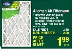Menards Allergen Air Filter offer