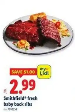 Lidl Smithfield fresh baby back ribs offer