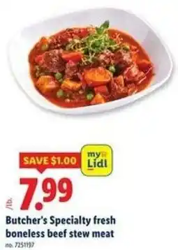 Lidl Butcher's Specialty fresh boneless beef stew meat offer