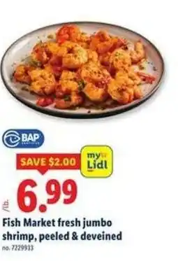 Lidl Fish Market fresh jumbo shrimp, peeled & deveined offer