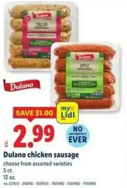 Lidl Dulano chicken sausage offer