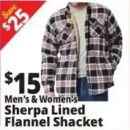 Ocean State Job Lot Men's & Women's Sherpa Lined Flannel Shacket offer