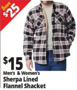 Ocean State Job Lot Men's & Women's Sherpa Lined Flannel Shacket offer
