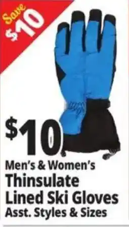 Ocean State Job Lot Men's & Women's Thinsulate Lined Ski Gloves offer