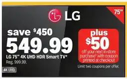 Meijer LG 75 4K UHD HDR Smart TV offer
