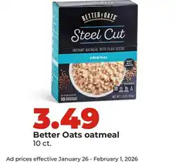 Hy-Vee Better Oats oatmeal offer