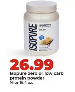 Hy-Vee Isopure zero or low carb protein powder offer
