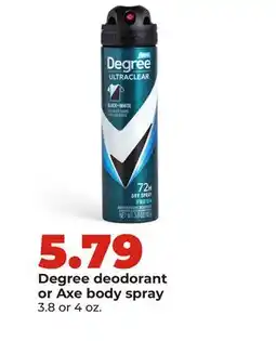 Hy-Vee Degree deodorant or Axe body spray offer