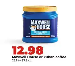 Hy-Vee Maxwell House or Yuban coffee offer