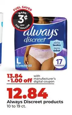 Hy-Vee Always Discreet products offer